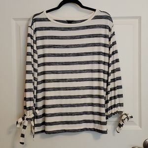 Ann Taylor Petite Striped Shirt with Ribbons